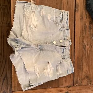 Abercrombie & Fitch Ripped High Rise Denim Shorts